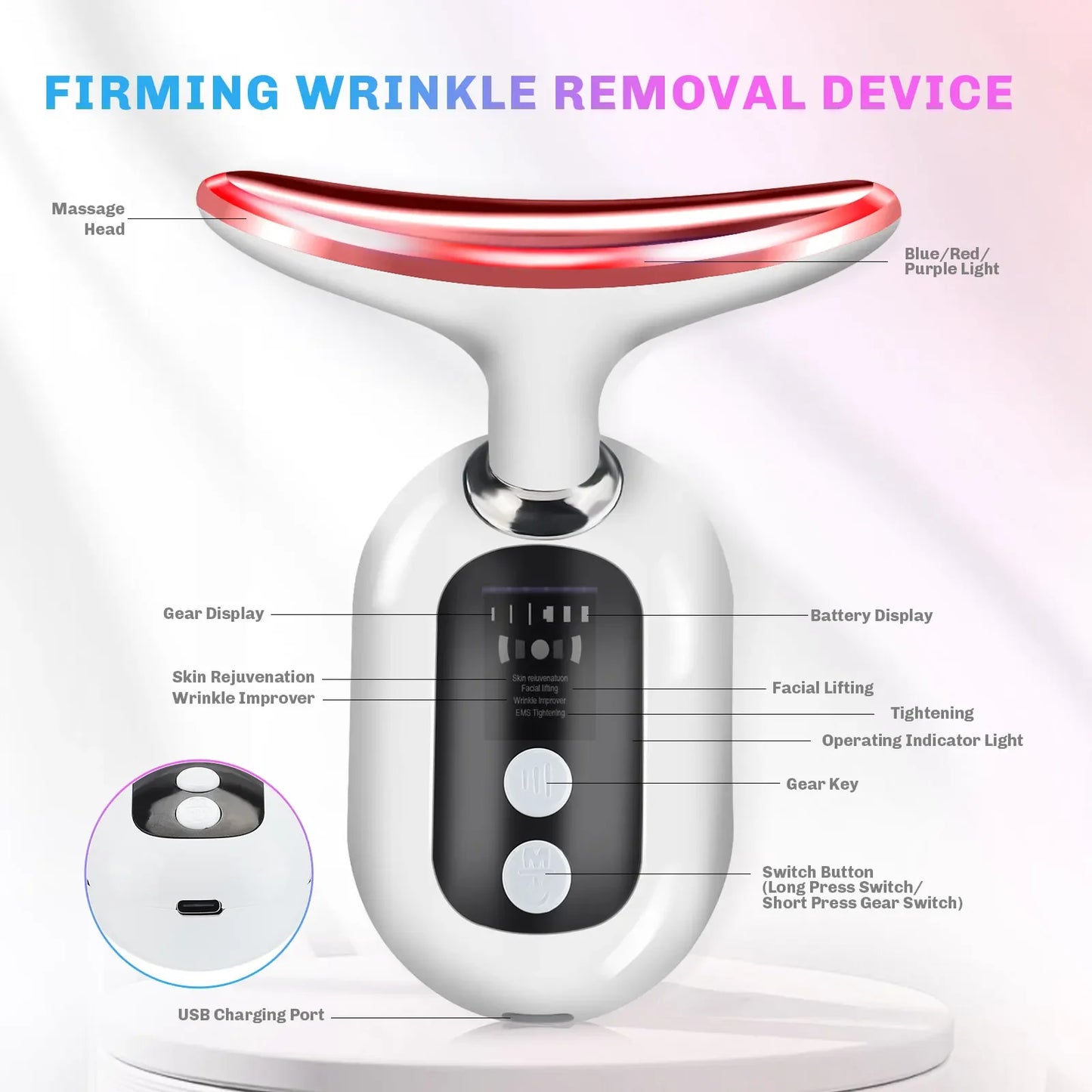 EMS Beauty Neck Instrument Microcurrent Face Neck Beauty Device