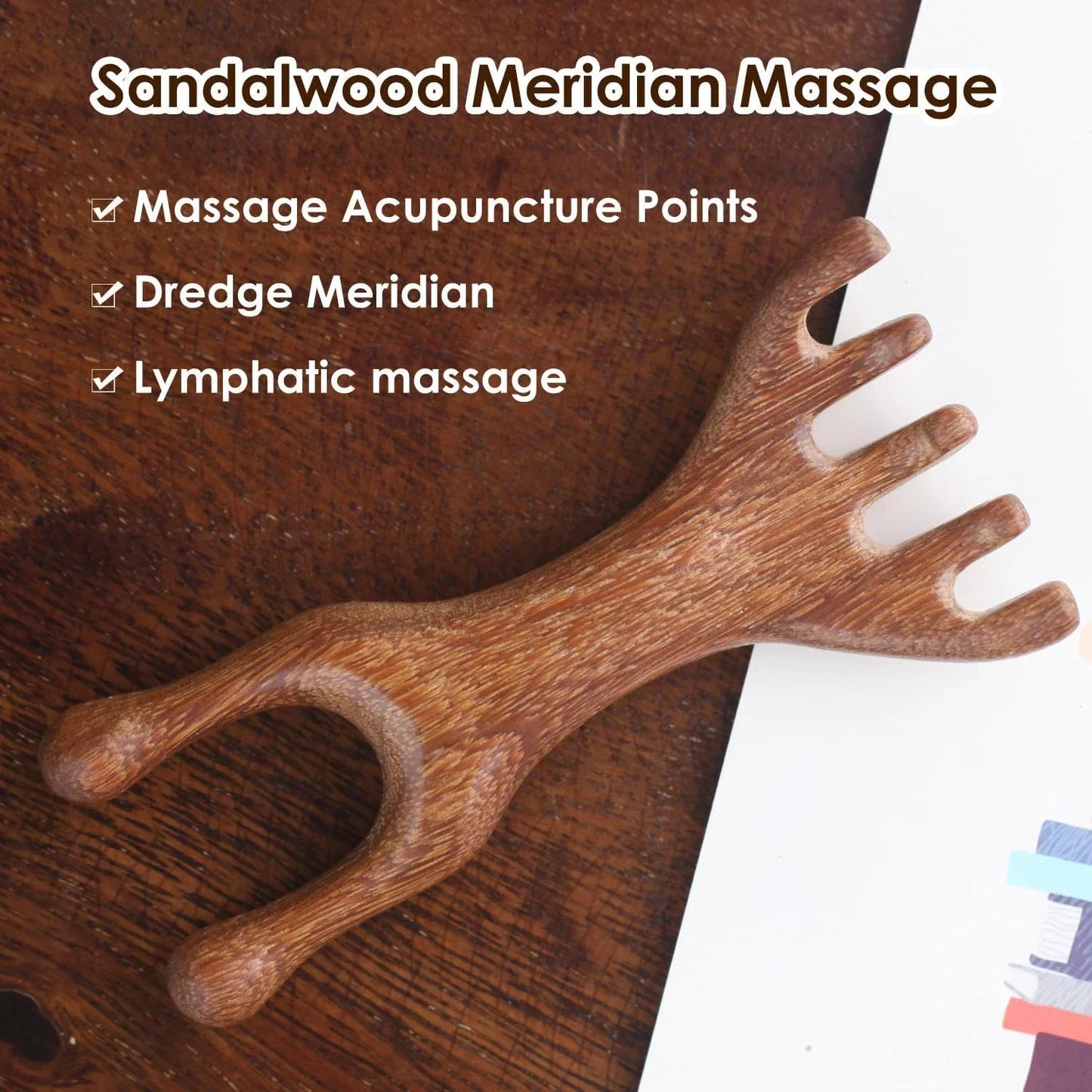 Natural Sandalwood Five-Claw Scalp Massager Gua Sha