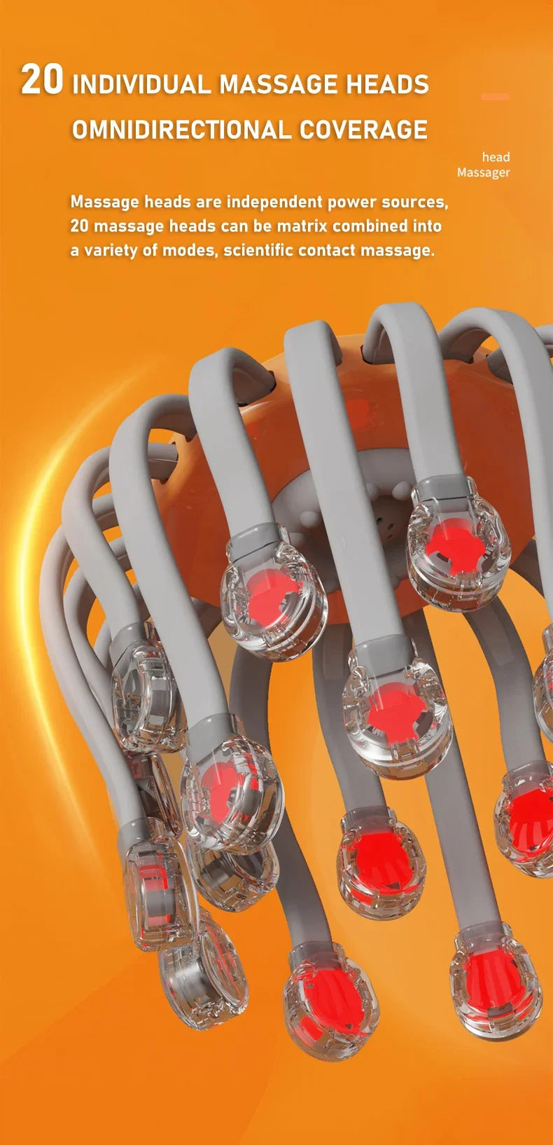 20Massage Heads Orange Scalp Head Massager