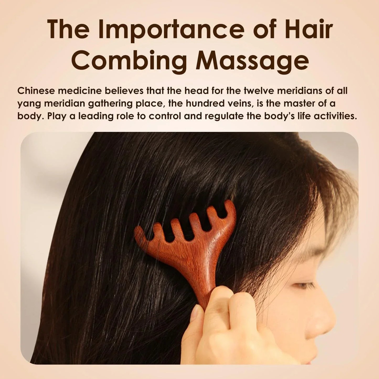 Natural Sandalwood Five-Claw Scalp Massager Gua Sha