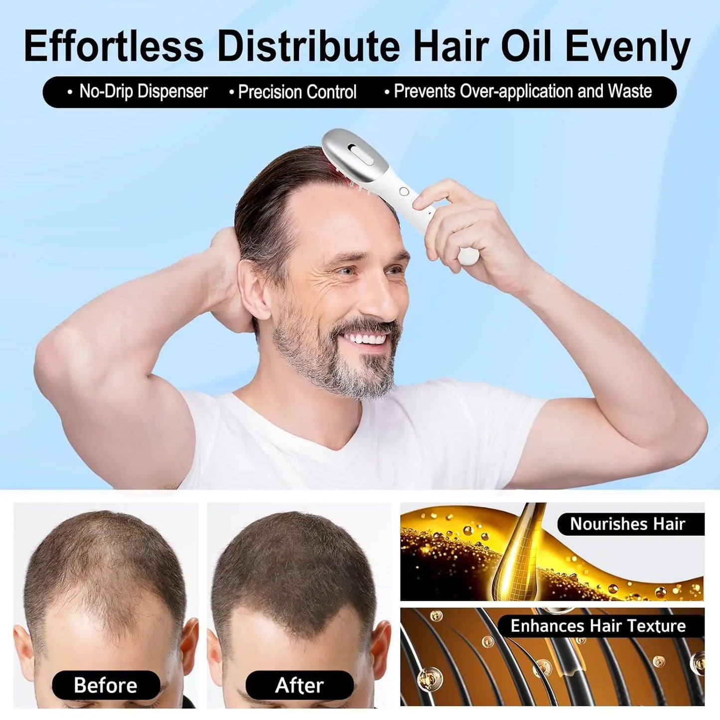 3 in 1 EMS Hair Growth Massage Comb with Hair Oil Dispenser