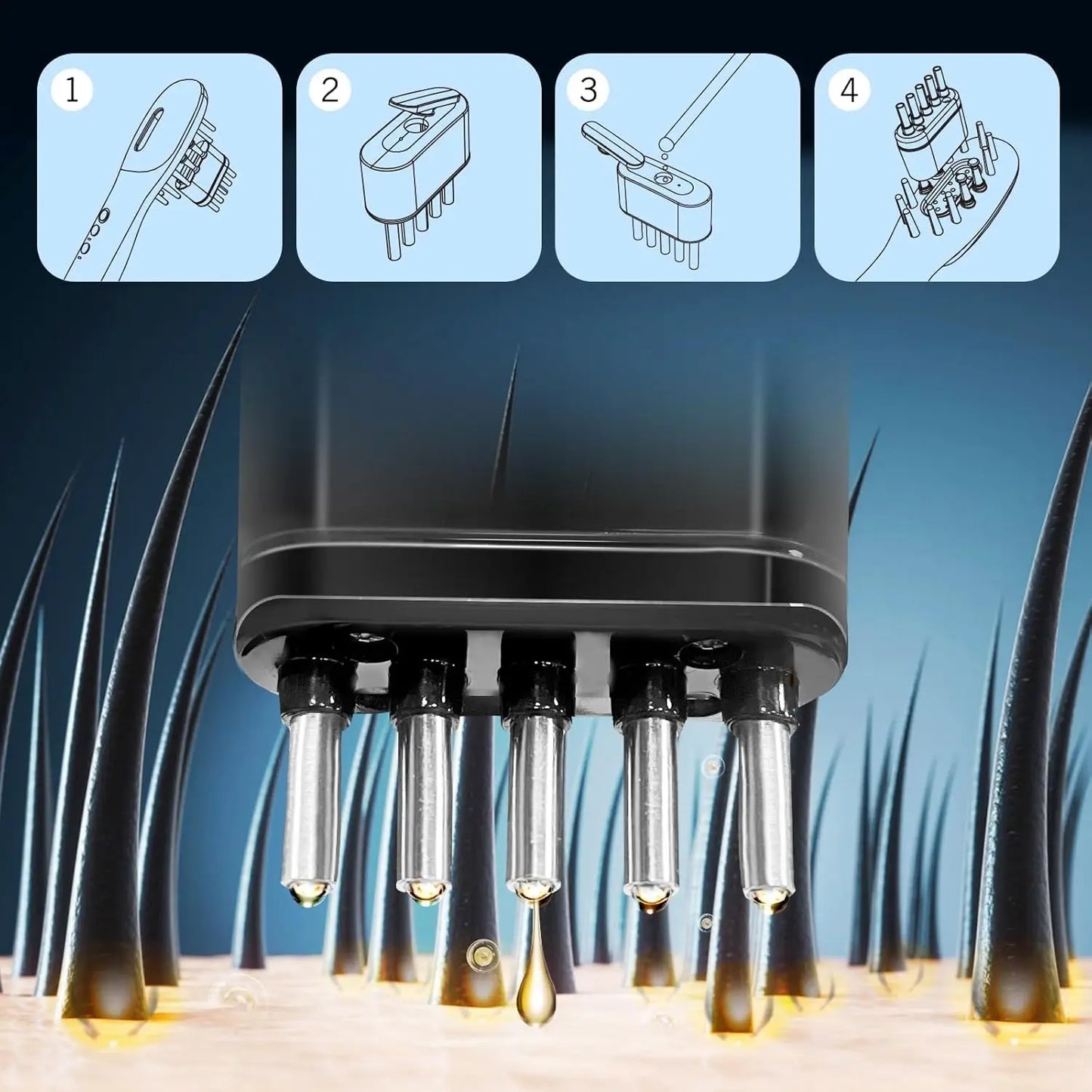 3 in 1 EMS Hair Growth Massage Comb with Hair Oil Dispenser