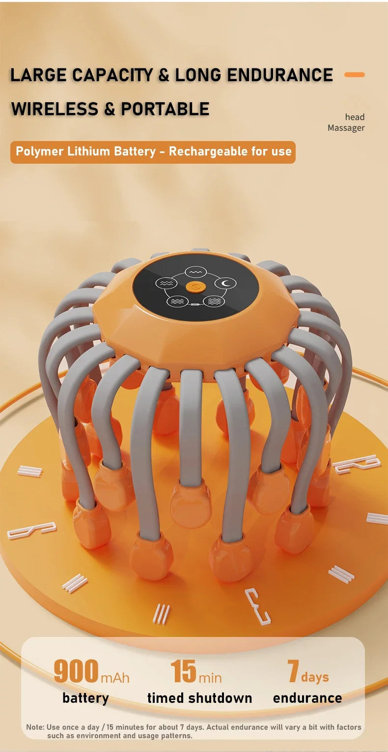 20Massage Heads Orange Scalp Head Massager