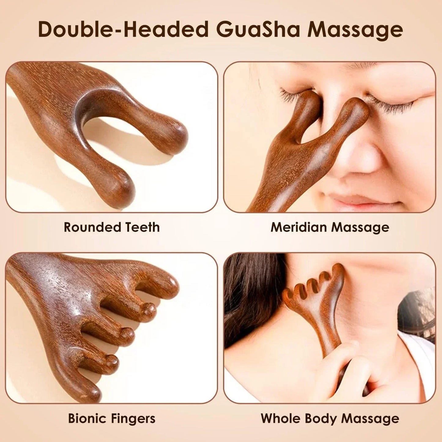 Natural Sandalwood Five-Claw Scalp Massager Gua Sha
